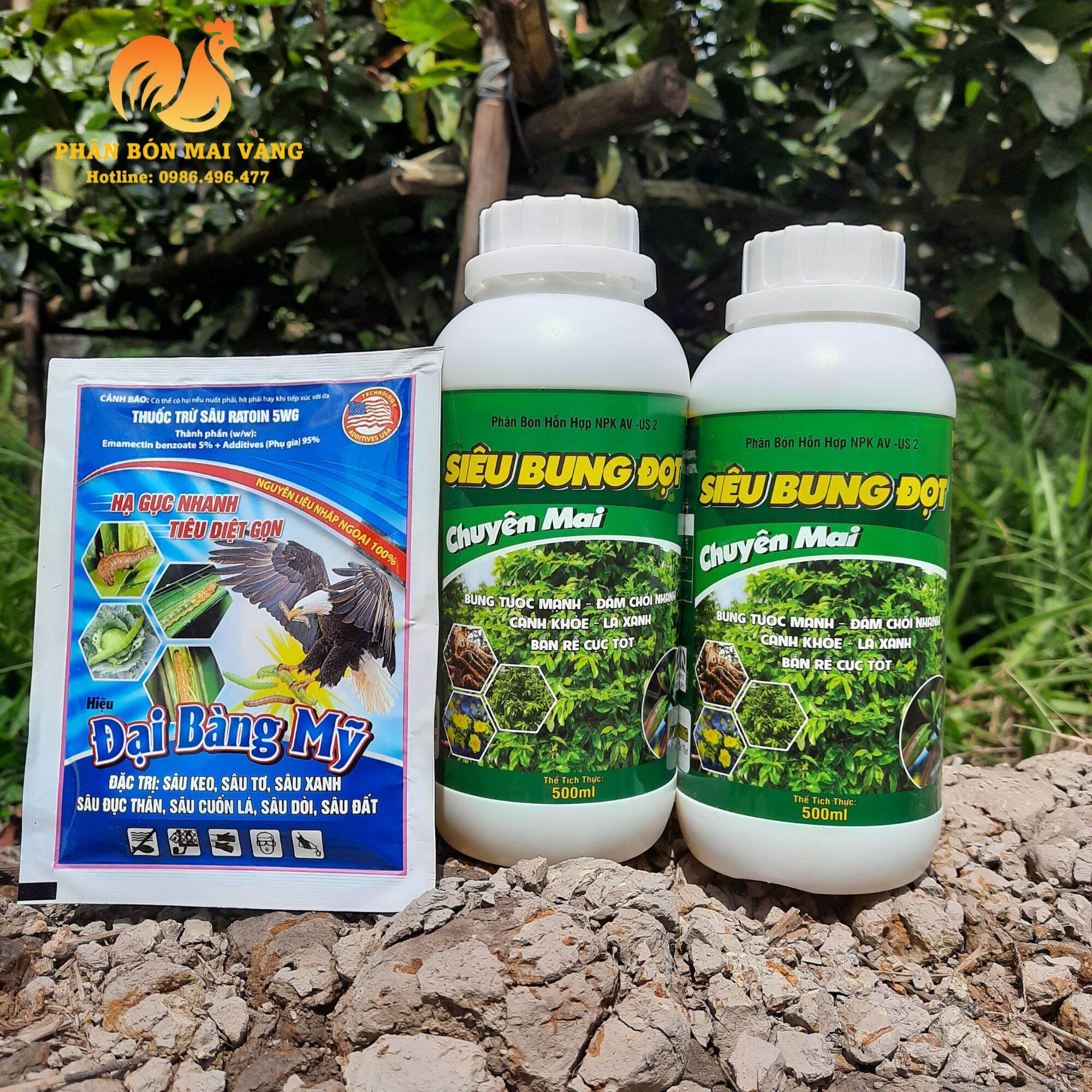 COMBO 2 CHAI SIÊU BUNG ĐỌT RA RỄ MAI VÀNG TẶNG 1 GÓI THUỐC TRỪ SÂU ĐẠI BÀNG MỸ 10G