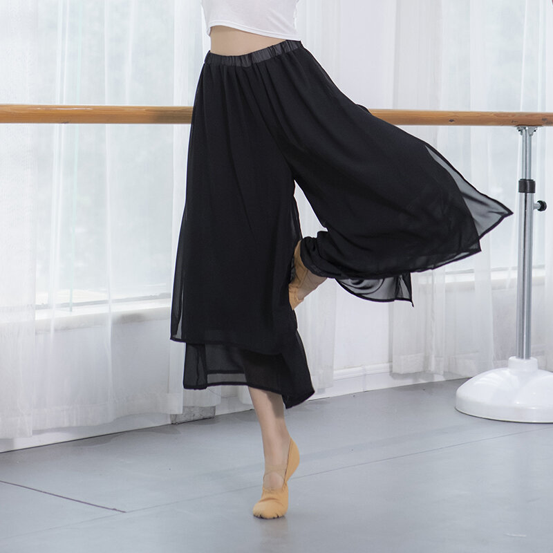 Dance Practice Pants Loose-Fit Elegant Chiffon Double Layer Loose Pants Modern Dance Classical Dance Body Performance Clothing