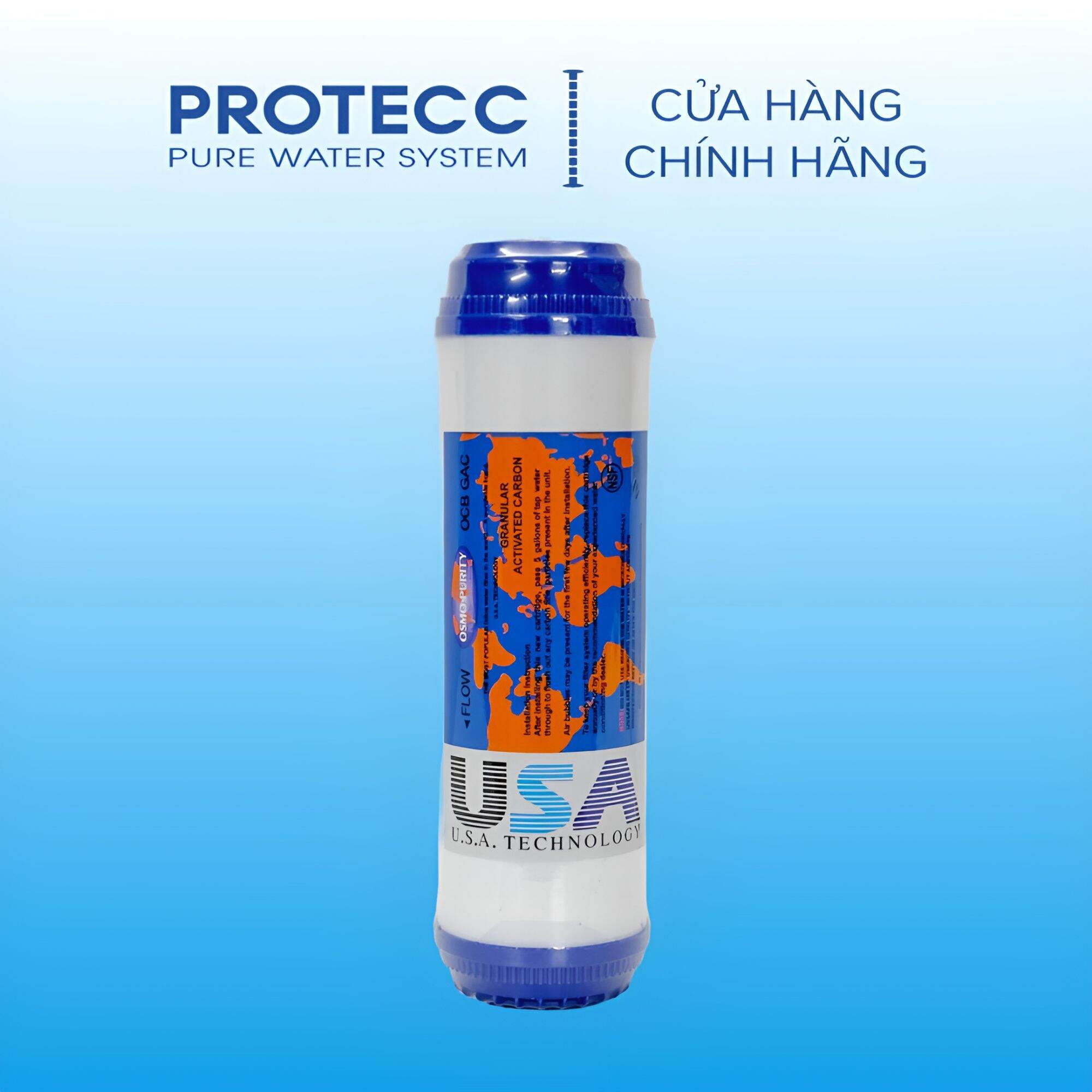 Lõi lọc số 2 udf taiwan 10 inch - lõi số 2 udf 10 inch than hoạt tính dạng hạt khử clo, hóa chất, có hại trong nước