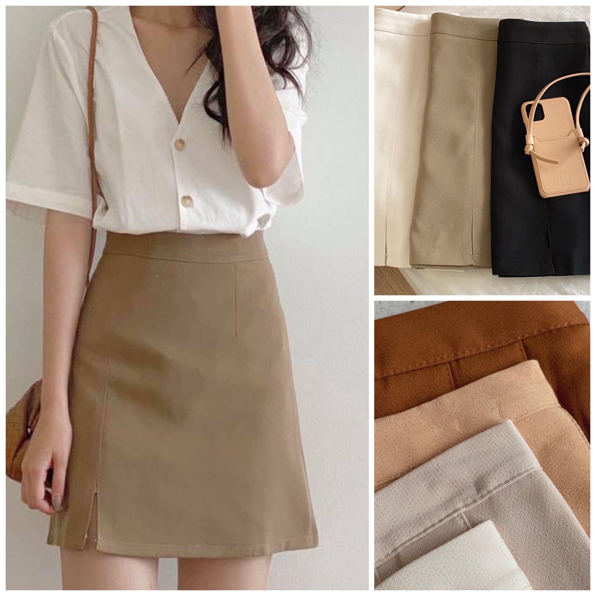 [Free Ship}Chân Váy Chữ A Công Sở Đẹp Cho Nữ Phong Cách Trẻ Hảng Quảng Châu Xẻ Bên Năng Động