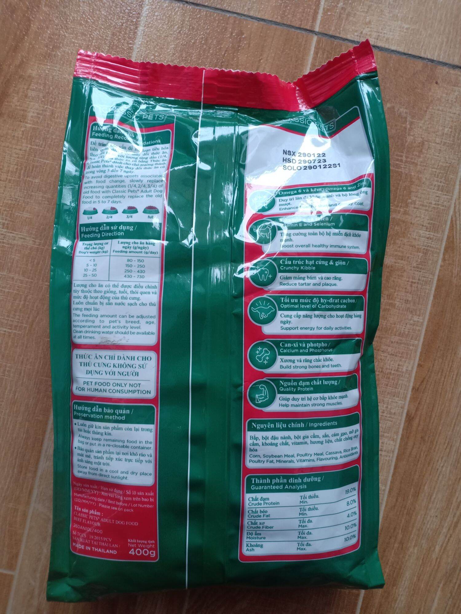 Combo 5 gói thức ăn 400gr cho chó lớn Classic pets