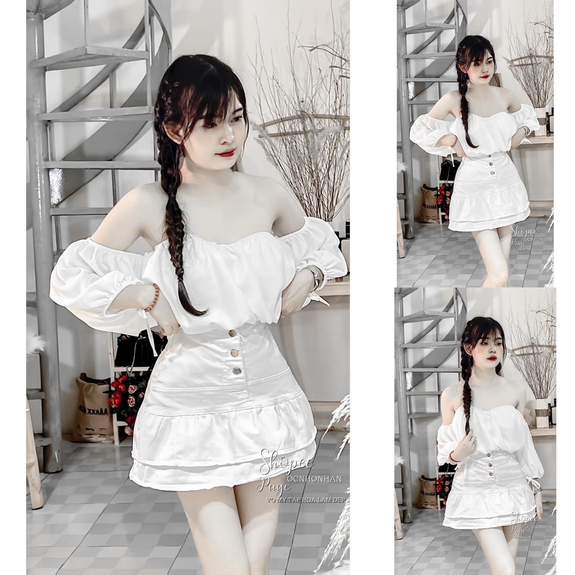 Chân váy kaki 2 tầng chanh sả