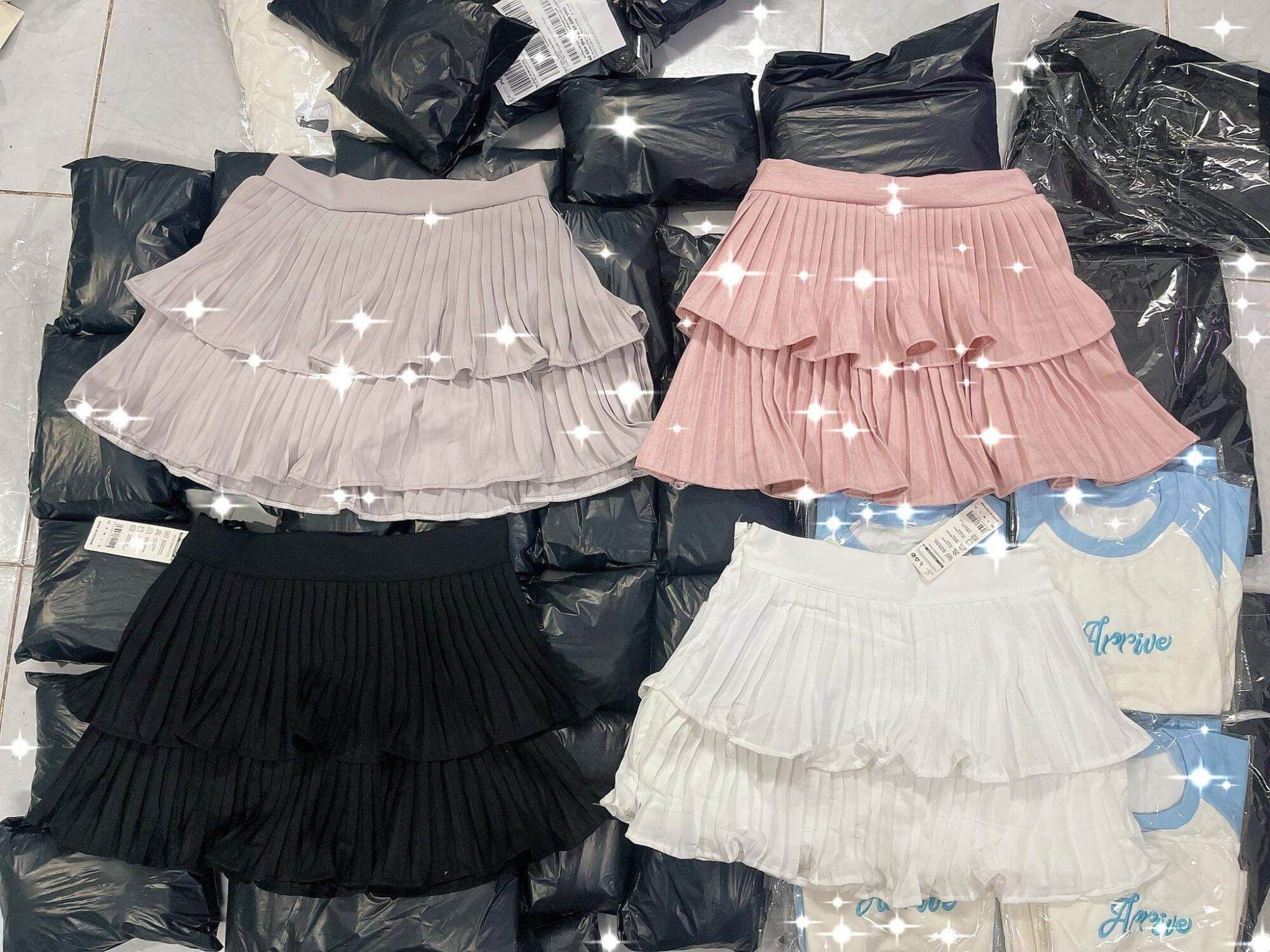 Chân váy dập 2 tầng kèm ảnh thật