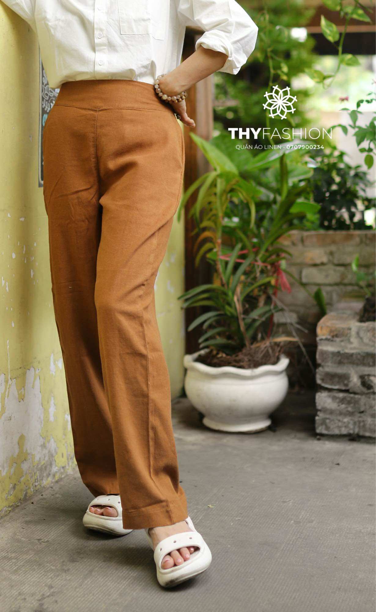 QUẦN LINEN SUÔNG DÀI (dây kéo hông, sau lưng thun)