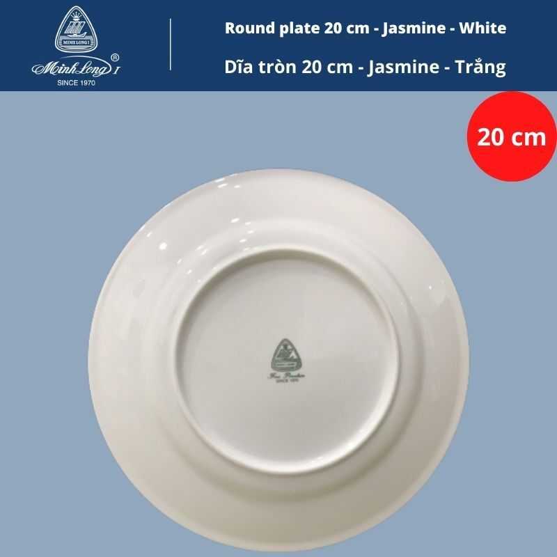 Dĩa sứ tròn trắng 20cm - gốm sứ Minh Long
