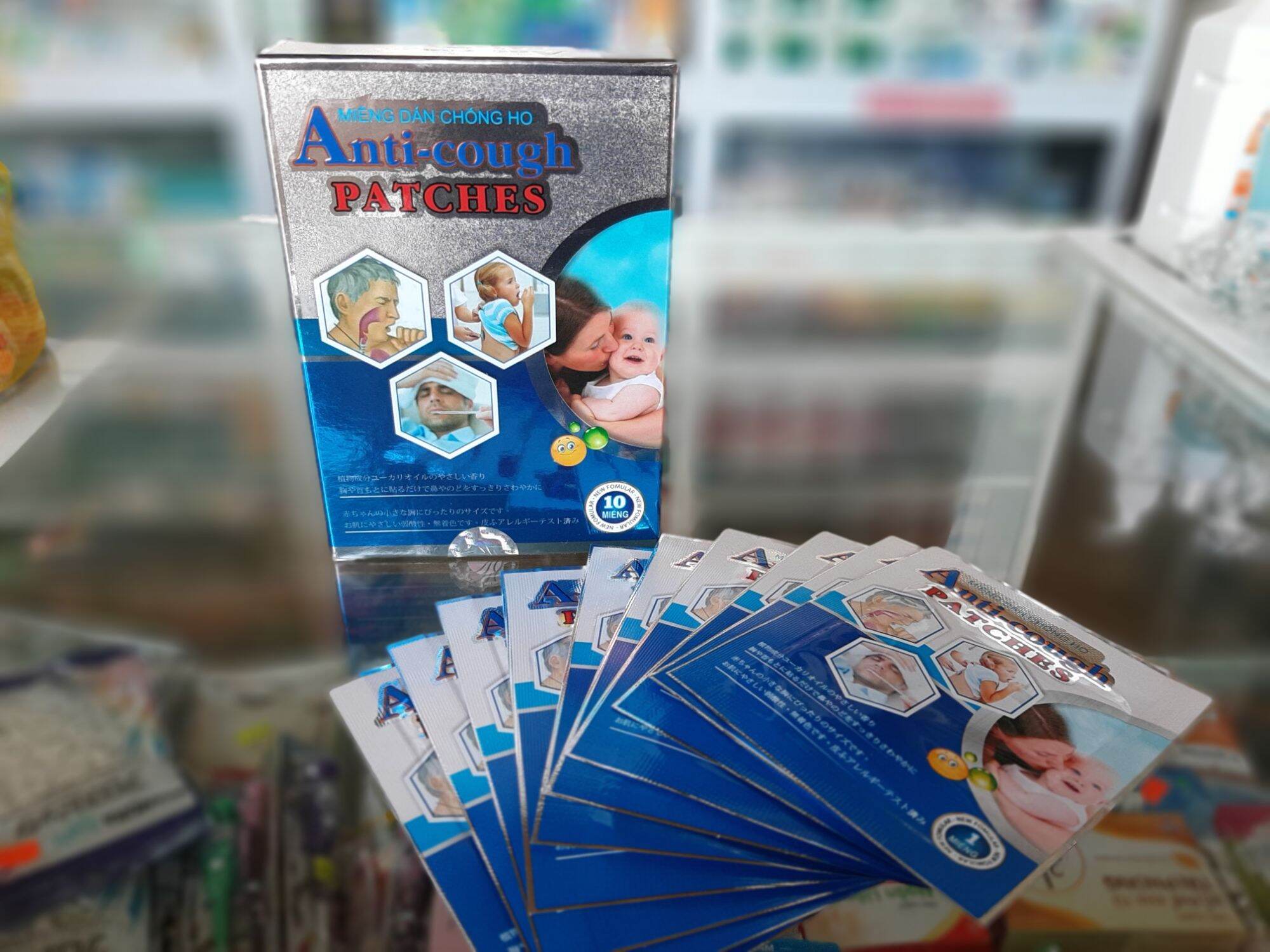Miếng dán chống ho Anti-cough Patches - Ocean Pharm - QT Thu Lan TL07 - hộp 10 miếng, hiệu quả trong 8h liên tục
