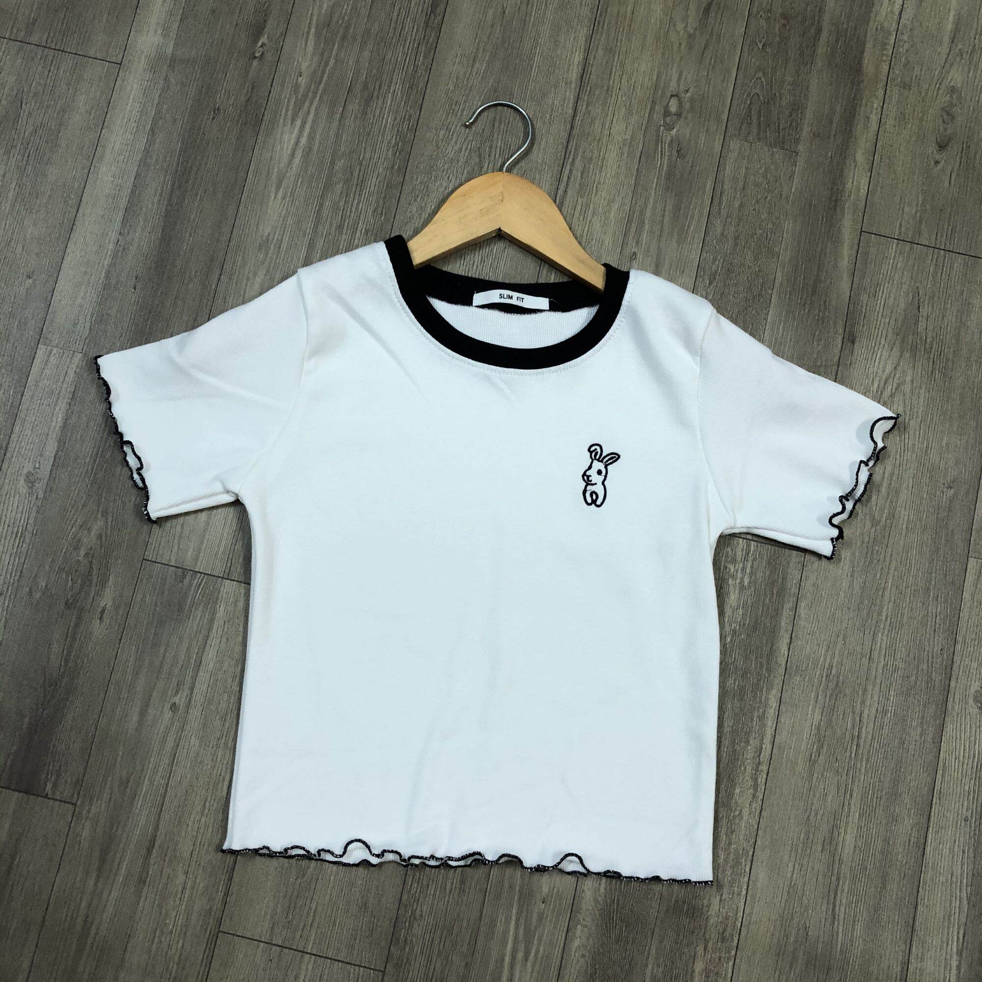 áo croptop phối bo cổ thiêu thỏ