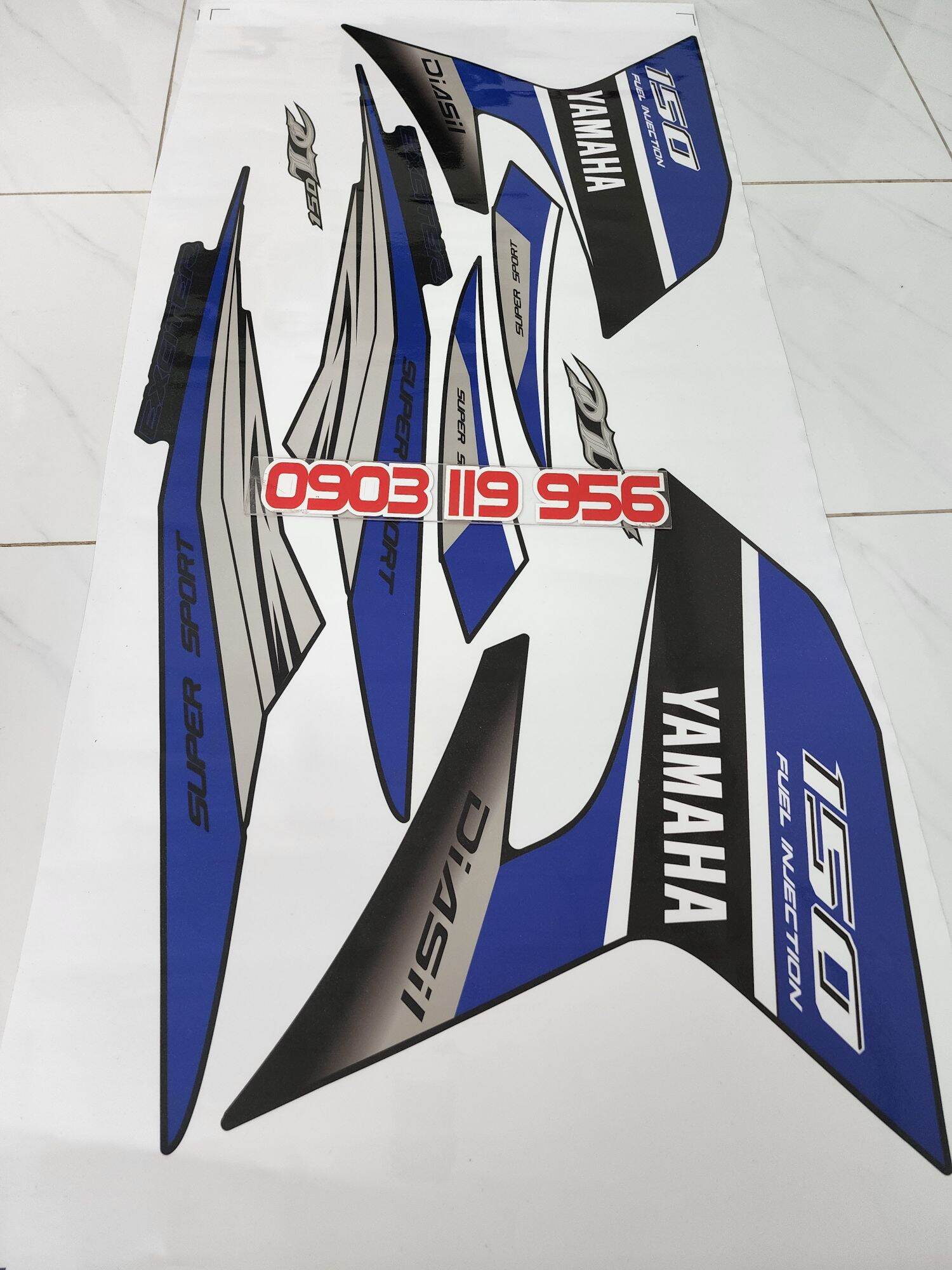 tem rời exciter 150 đen phối xanh