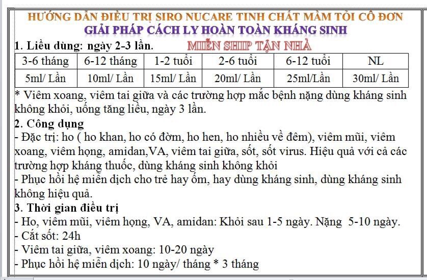 Siro Nucare mầm tỏi cô đơn