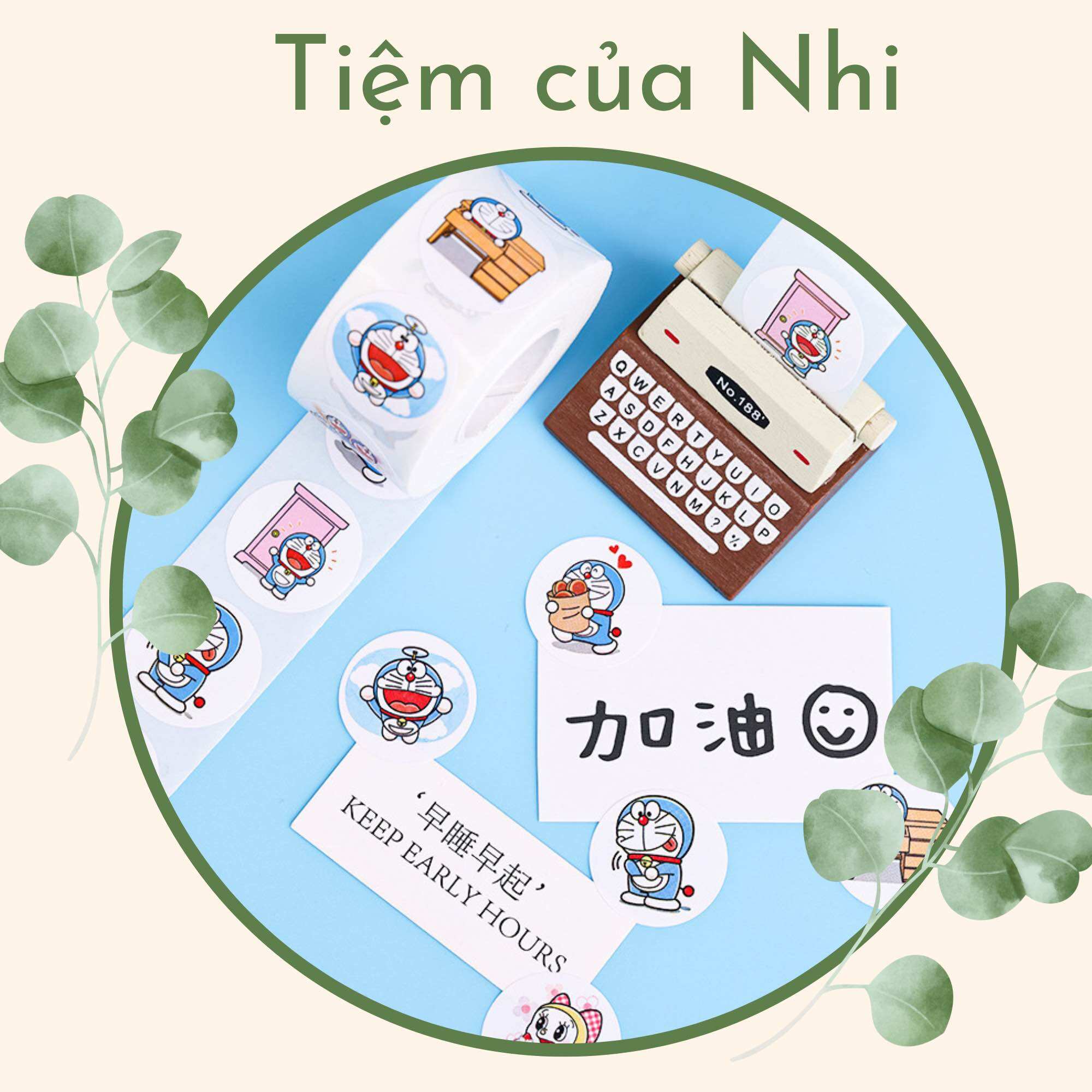 CUỘN 500 STICKER TEM NHÃN DÁN DECAL DORAEMON