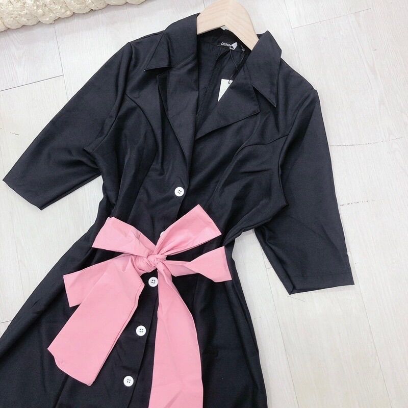 (SHOP TÁO ĐỎ BIGSIZE 50kg đến 90kg) đầm vest cột nơ hồng