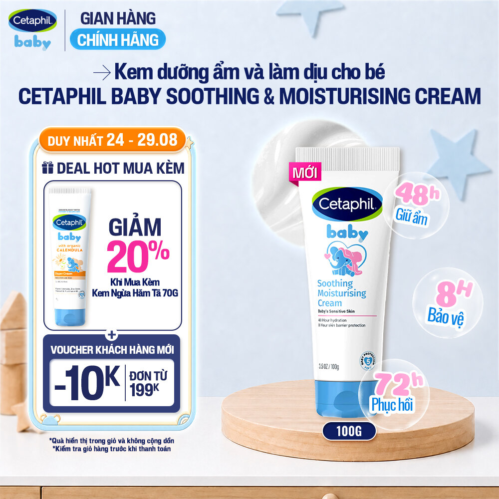 [MỚI] Kem làm dịu và dưỡng ẩm đa năng cho bé Cetaphil Baby Soothing  Moisturising Cream 100G