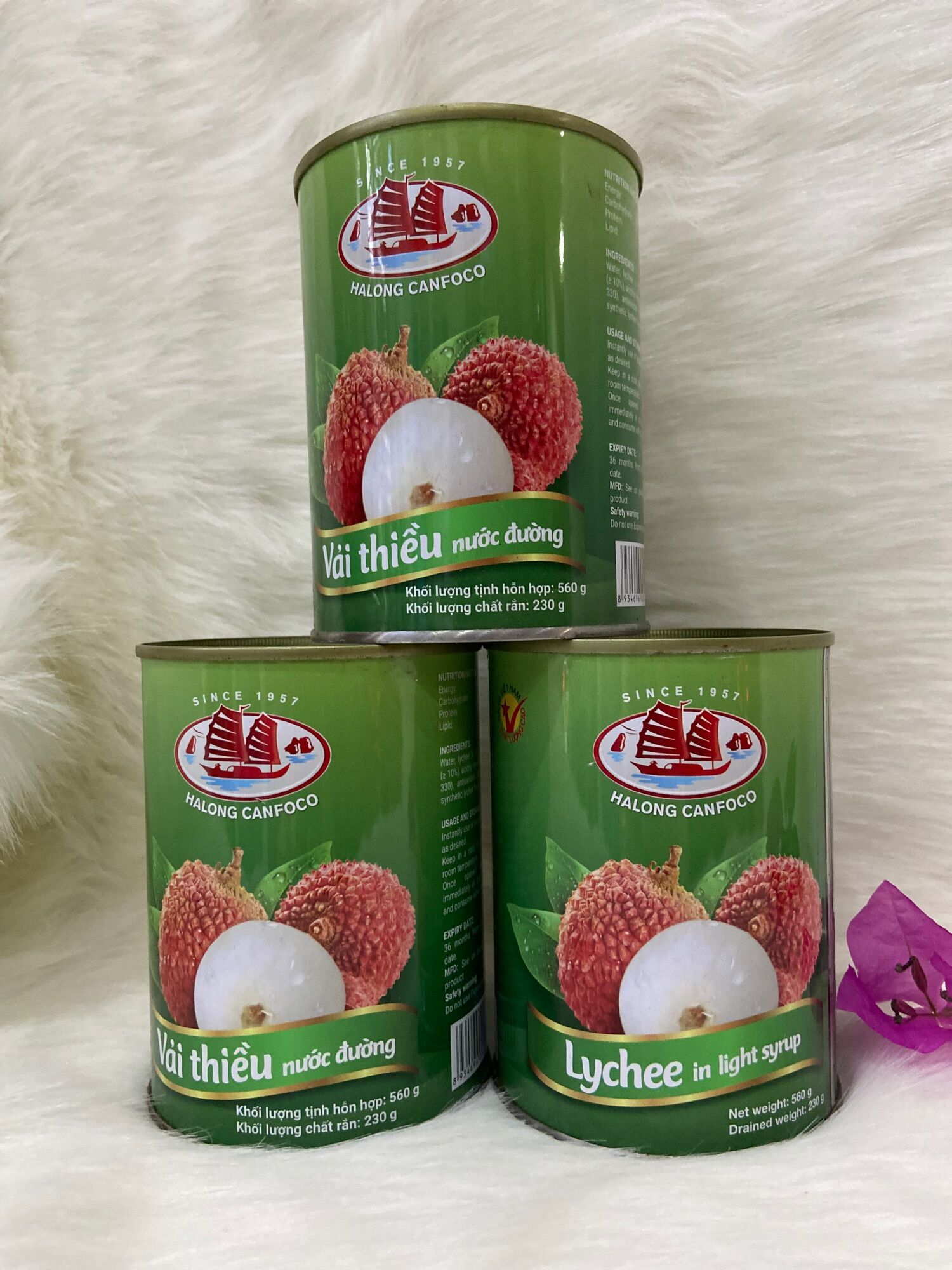 Vải Ngâm Đường Hạ Lon Long 560g