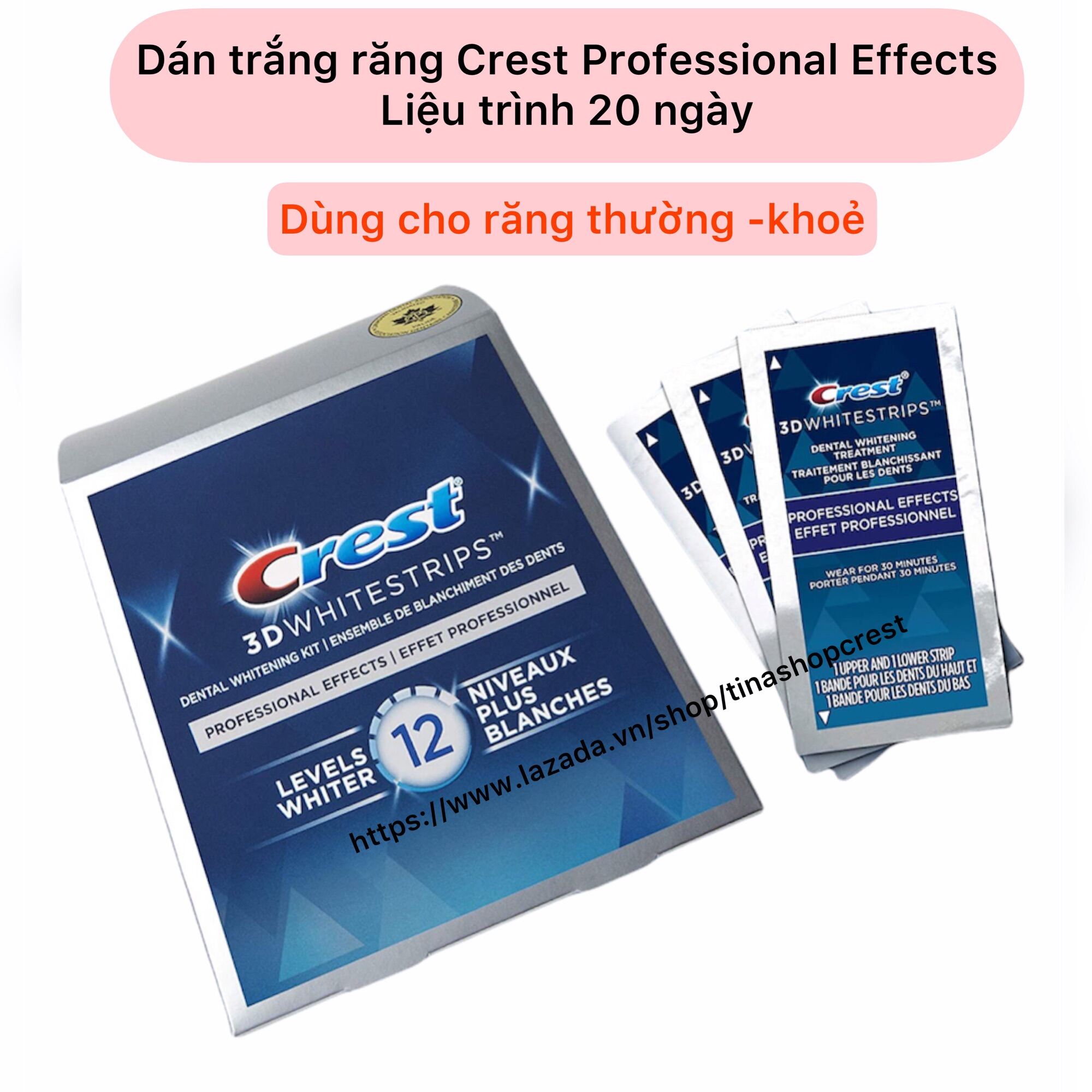 Hộp Dán Trắng Răng Crest Professional Effects Liệu Trình 20 Gói