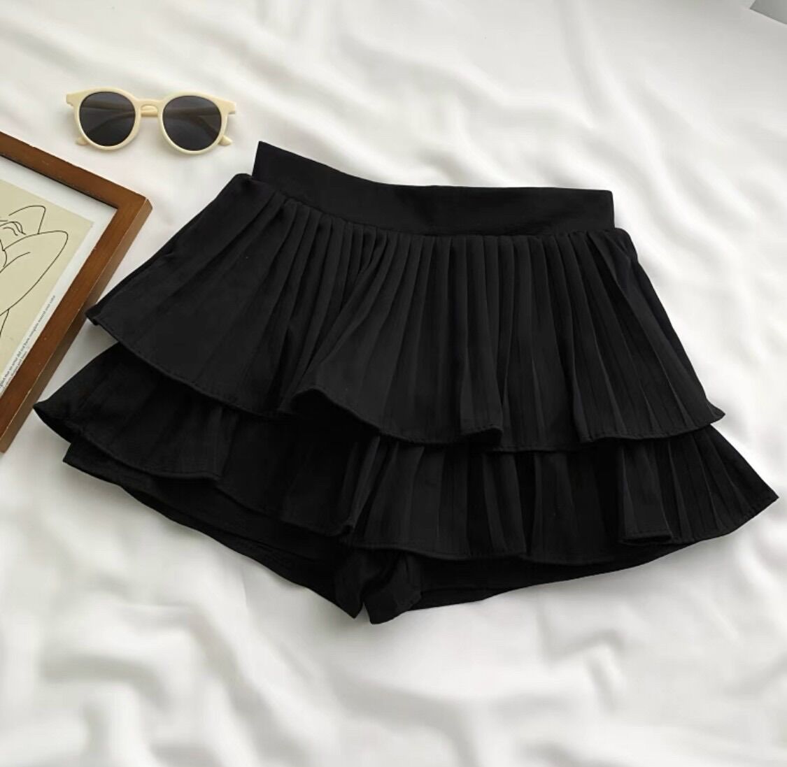 Chân váy dập ly 2 tầng có quần trong thời trang nữ Big size