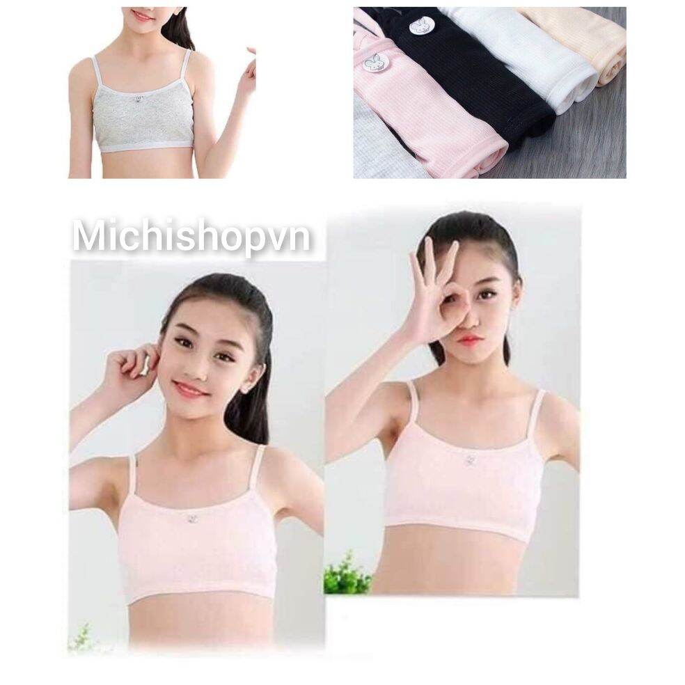 Áo lót lá học sinh đệm mút mỏng chất đẹp- áo lá học sinh 2 dây thỏ M6059