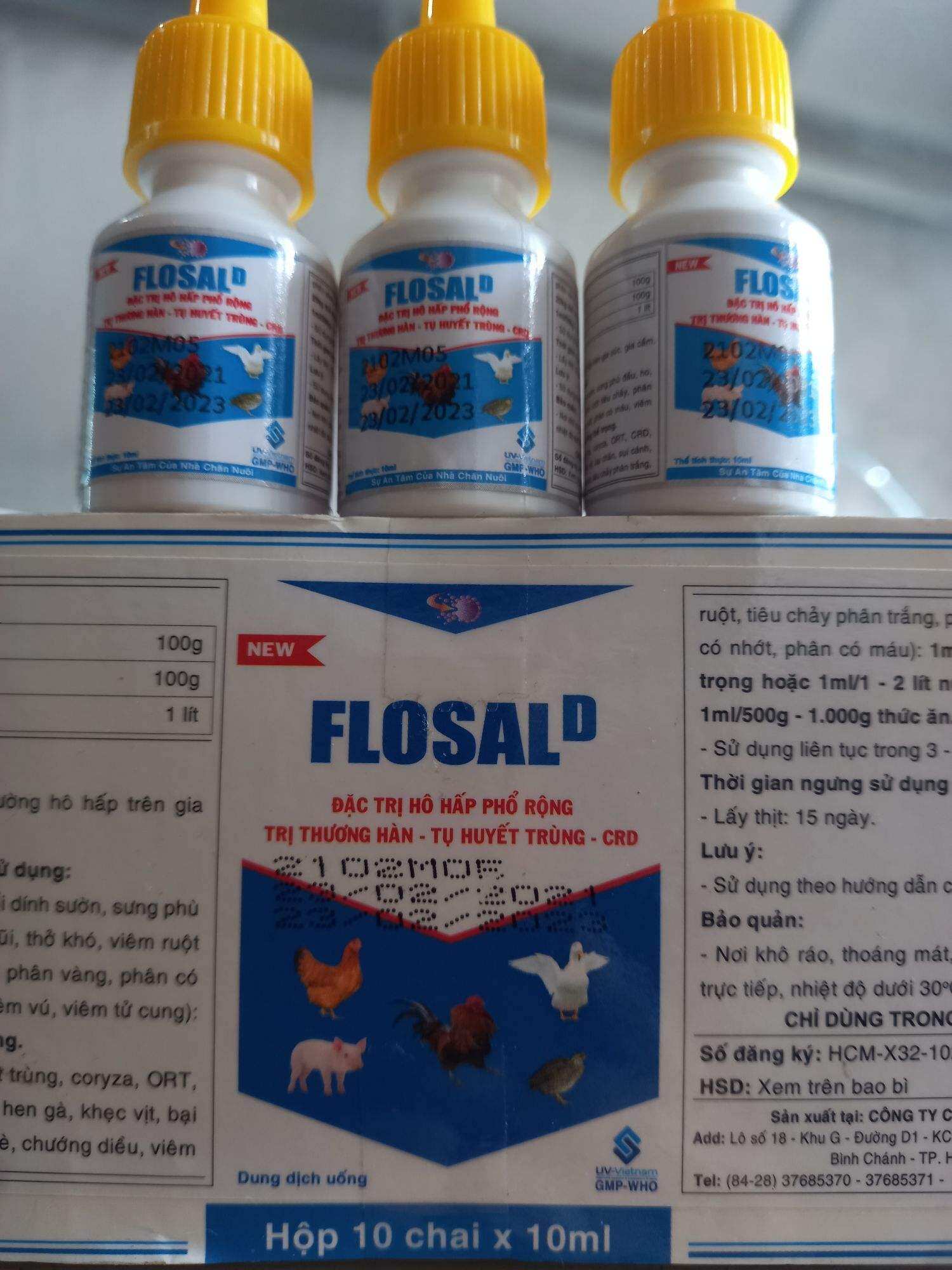 FLOSAL 10ml trị hô hấp phổ rộng, thương hàn trên gà đá hiệu quả