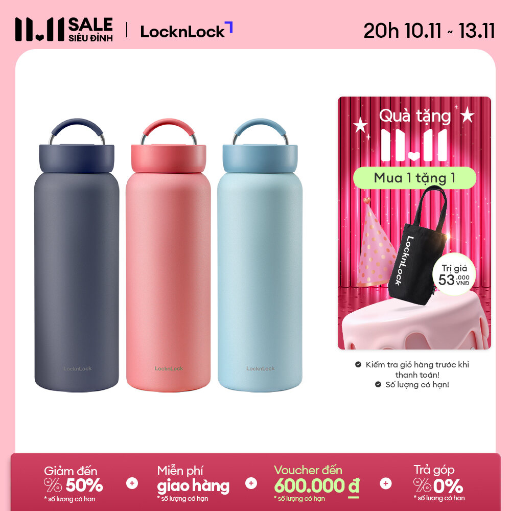 LHC4300 - Bình giữ nhiệt Lock&Lock Jumbo Tumbler 900ml - Có quai xách inox - Giữ nhiệt 24h - Dung tí