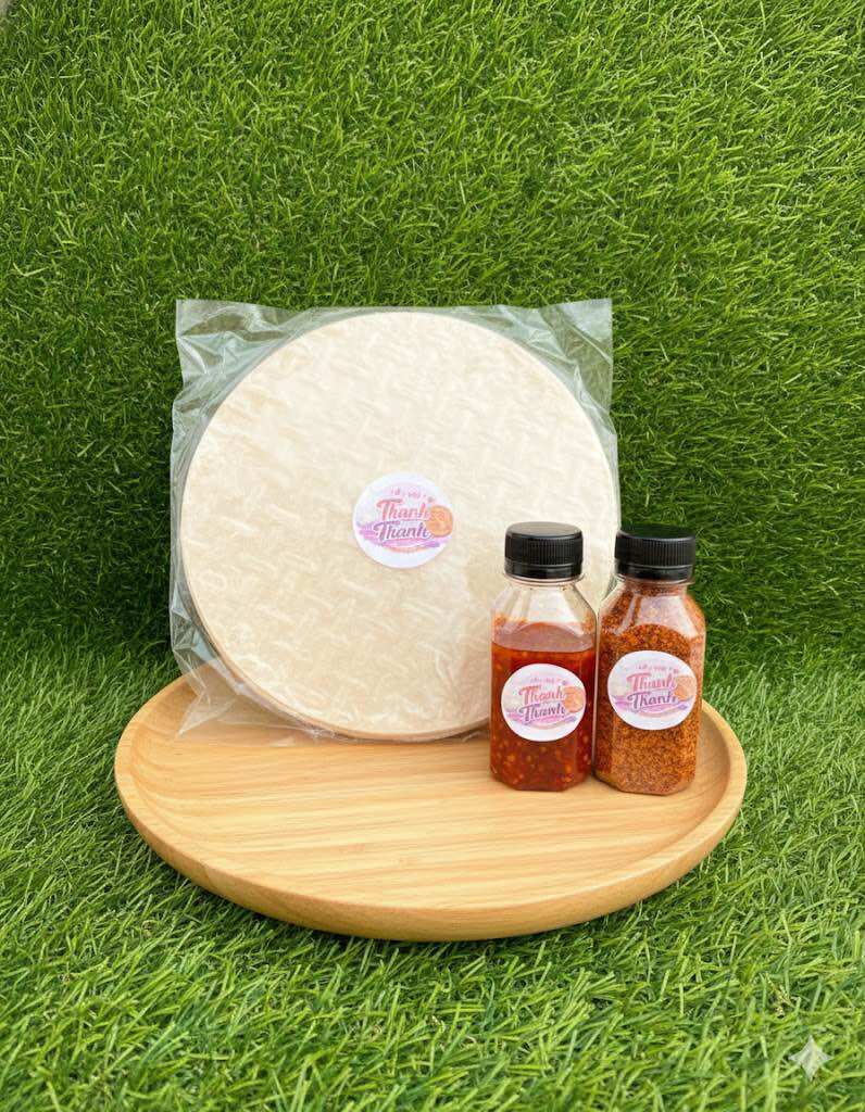 Combo 250g bánh tráng tròn phơi sương + 100g muối bò + 100g ớt rim