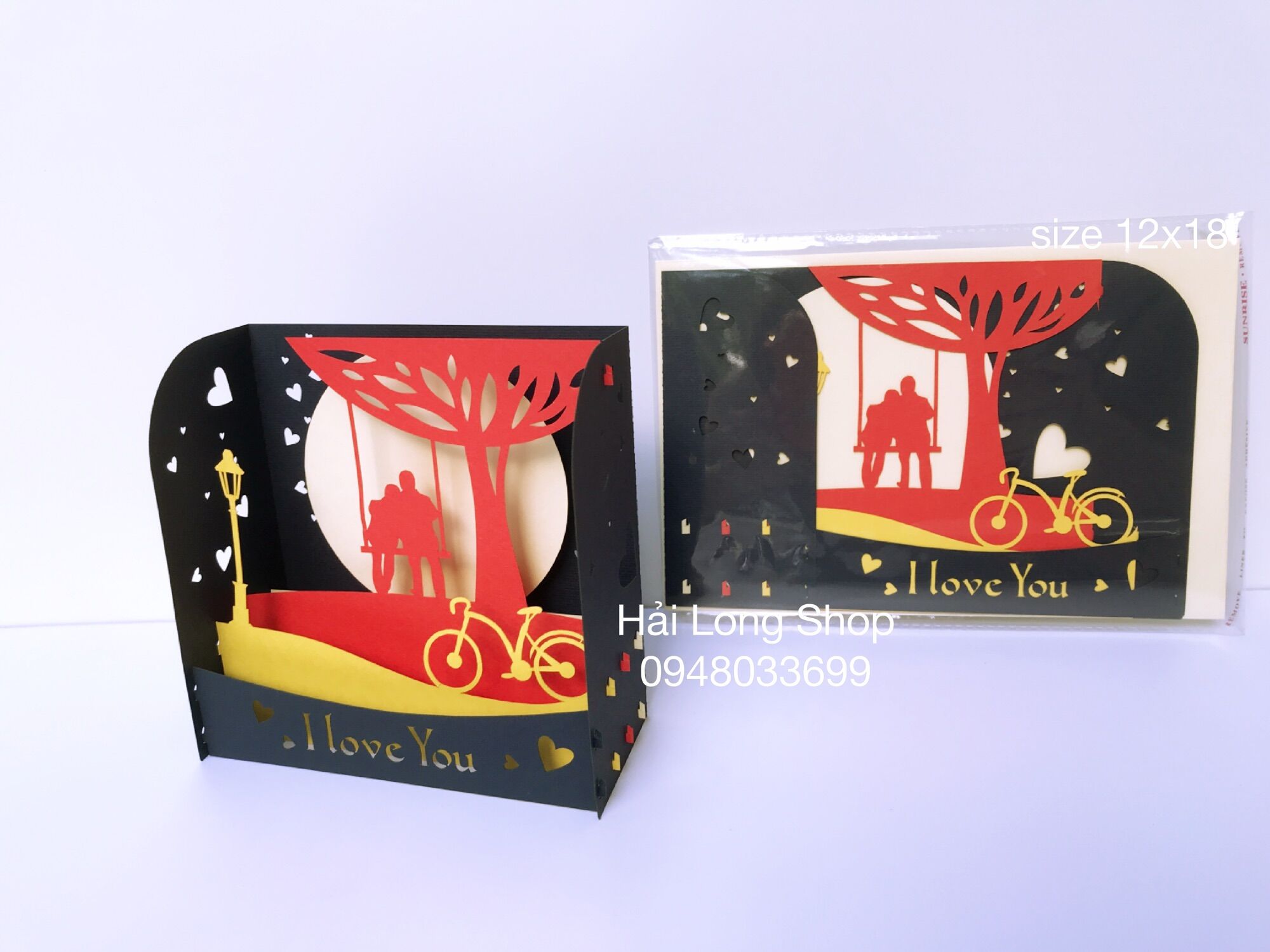 Hộp Tình Yêu 7 ( xe đạp + xích đu ) - Love - Thiệp 3D