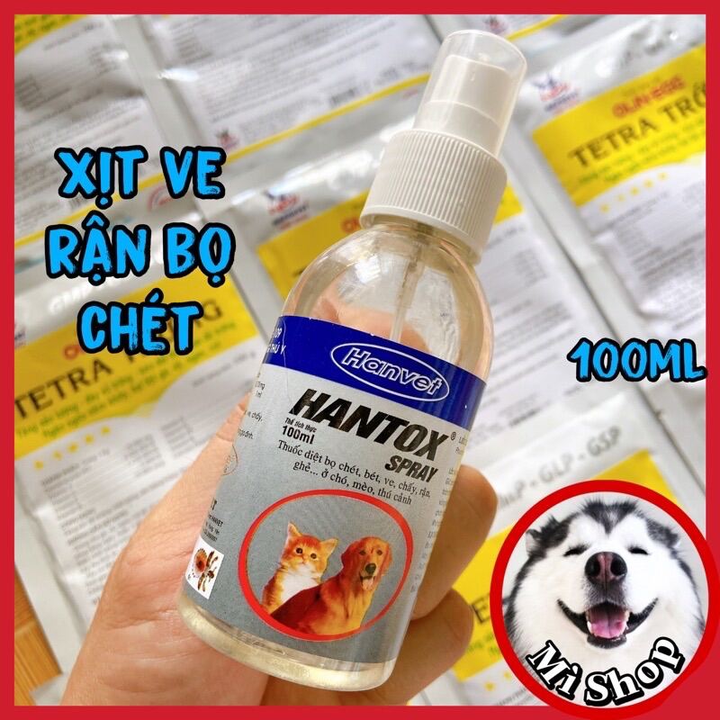 Xịt Hantox Spray diệt bọ chét ve chấy rận ghẻ chó mèo 100ml