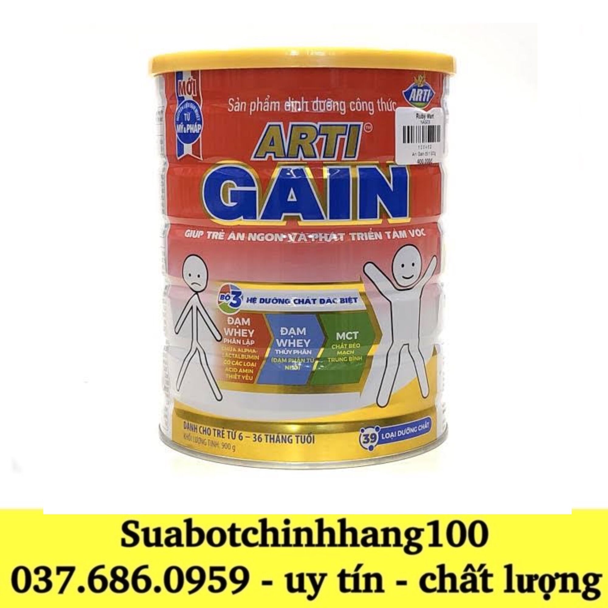 Sữa bột Arti Gain 900g màu đỏ - date mới