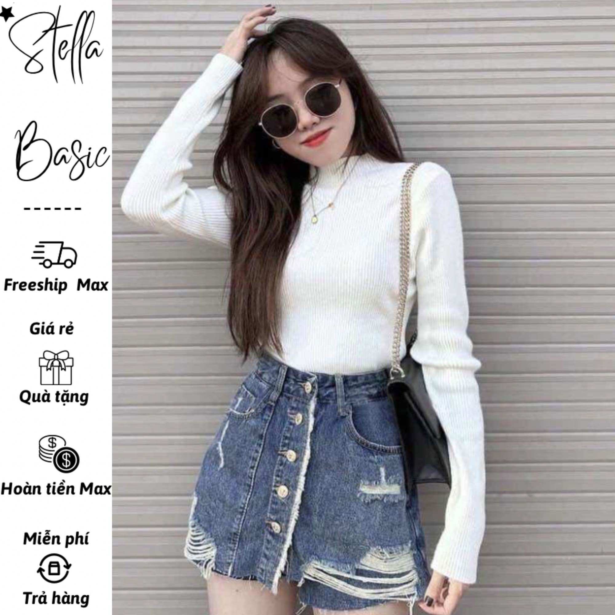 Chân váy jean dáng ngắn cá tính có lót quần, chân váy jean xé kiểu hotgirl một hàng cúc