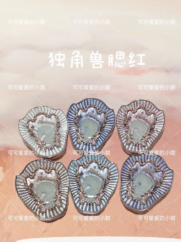 Son Má Hồng Unicorns Crystal Pearl Half-ripe Honey Sweet Tea Cheek Blush Enhance Color Beauty Tools