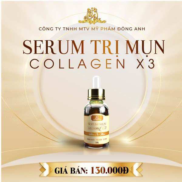 Serum collagen x3 đông anh siêu ngừa mụn-thâm-kháng khuẩn-giữ ẩm da 5ml