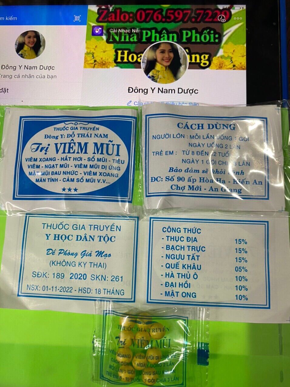 20 gói Viêm Mũi ( chínhgốc ) Đỗ Thái Nam ( za l o: 076. 597. 7229 ).