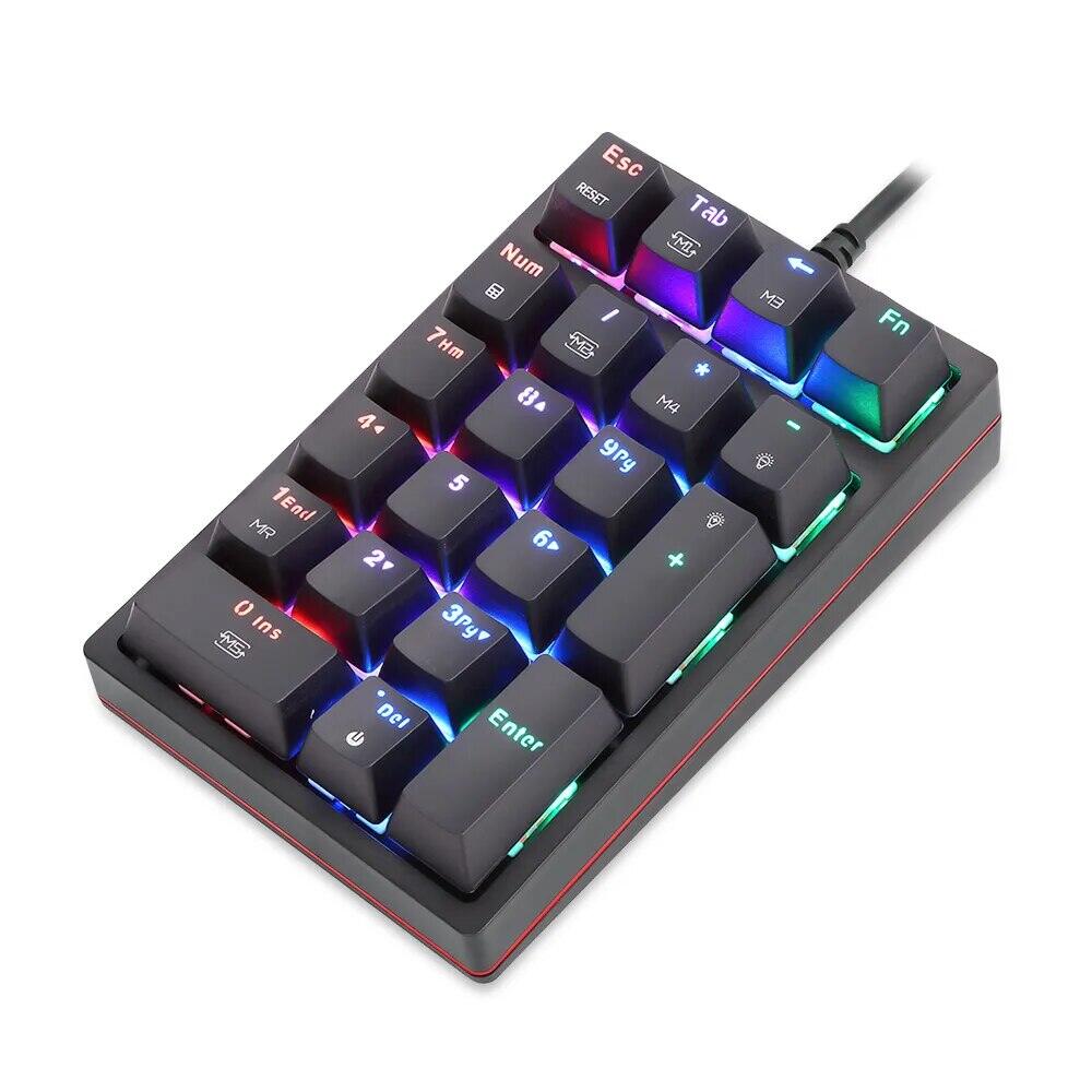 Motospeed K24 Macro Mechanical Numeric Keypad Wired 21 Keys RGB Backlight Numpad Gaming Keyboard Red Blue Switch For PC Notebook