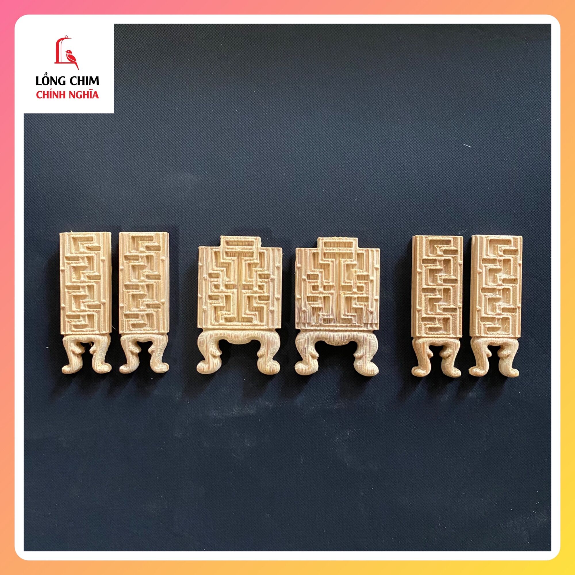 Bệ cầu cóng lư hương chạm gạch 7cm + cửa sổ lồng choè than/lửa - Phụ kiện lồng chim cao cấp