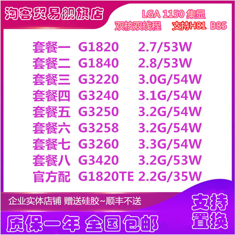 Bảng giá Taoke G1820 G1840 G3220 G3240 G3250 G3260 Lõi Kép 1150 Pin CPU Mảnh Rời Phong Vũ