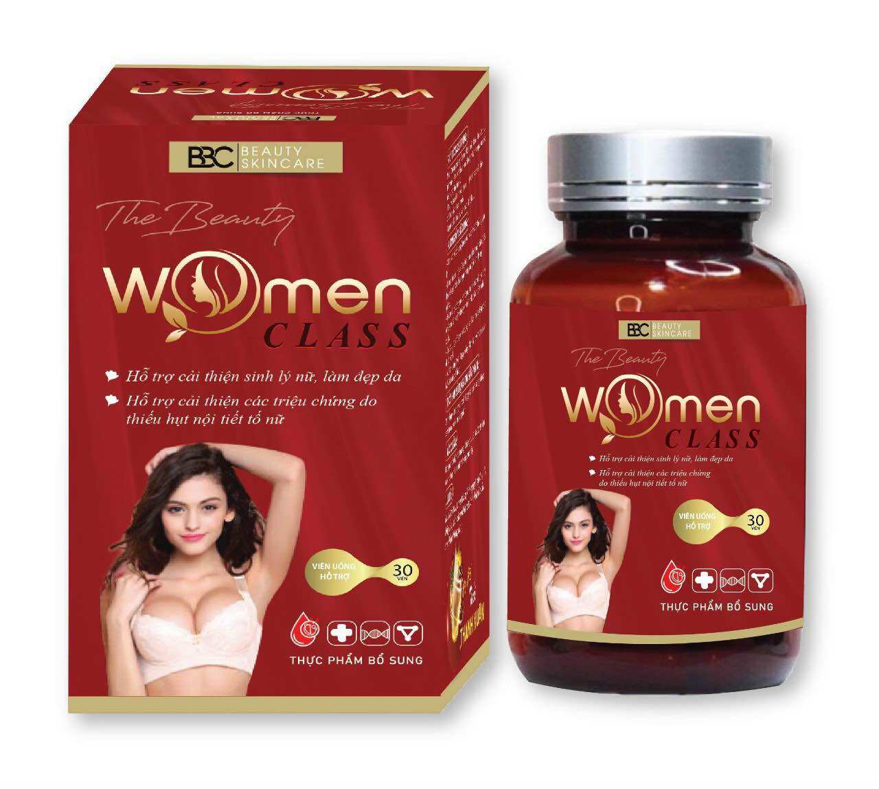 (Combo 3 Hộp) THE BEAUTY WOMEN CLASS - Hỗ trợ tăng size vòng 1, hỗ trợ nội tiết tố nữ, giảm bốc hỏa và làm đẹp da ,..
