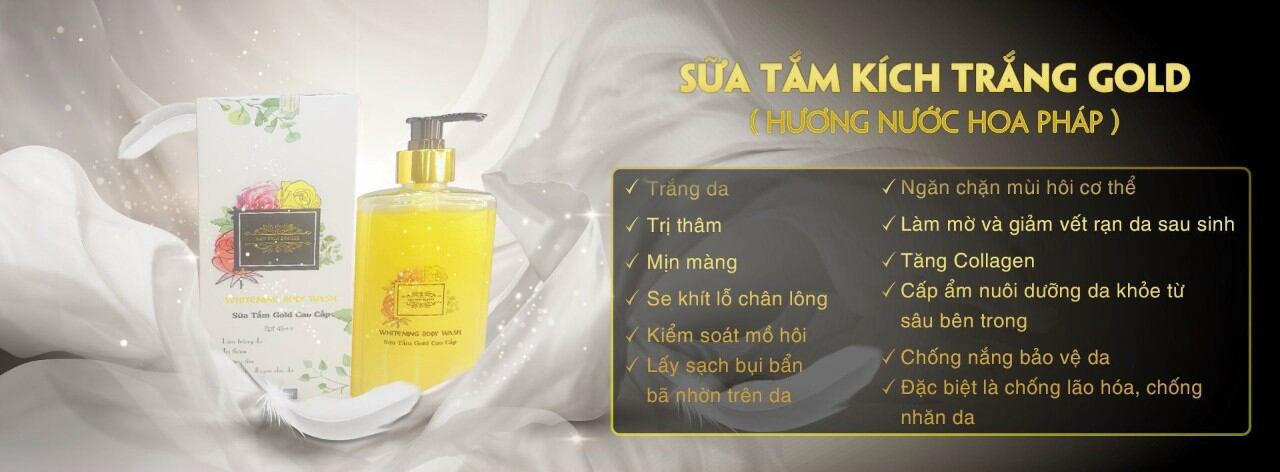 Sữa tắm kích trắng vàng 24k