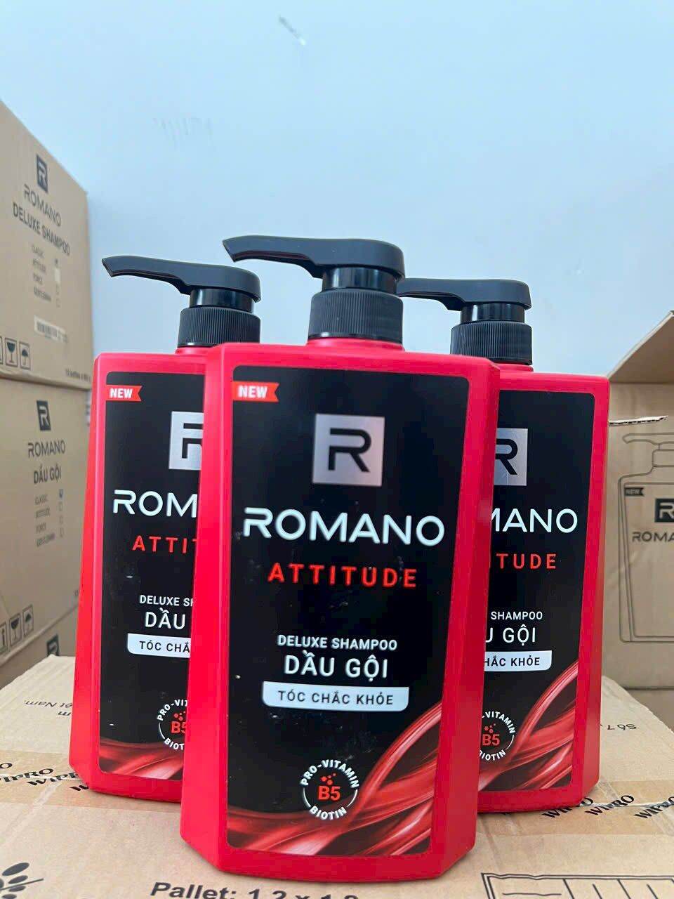 Dầu gội Cao Cấp Romano 650ml hương thơm lịch lãm, đẳng cấp phái mạnh.
