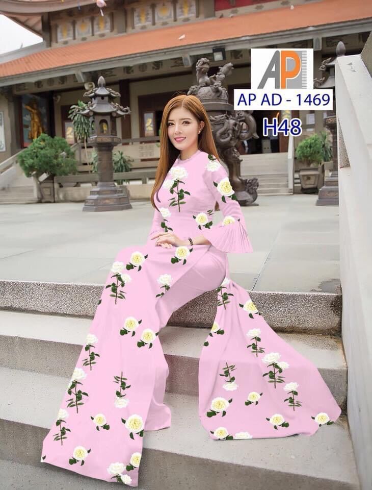 Vải áo dài in hoa hồng trắng