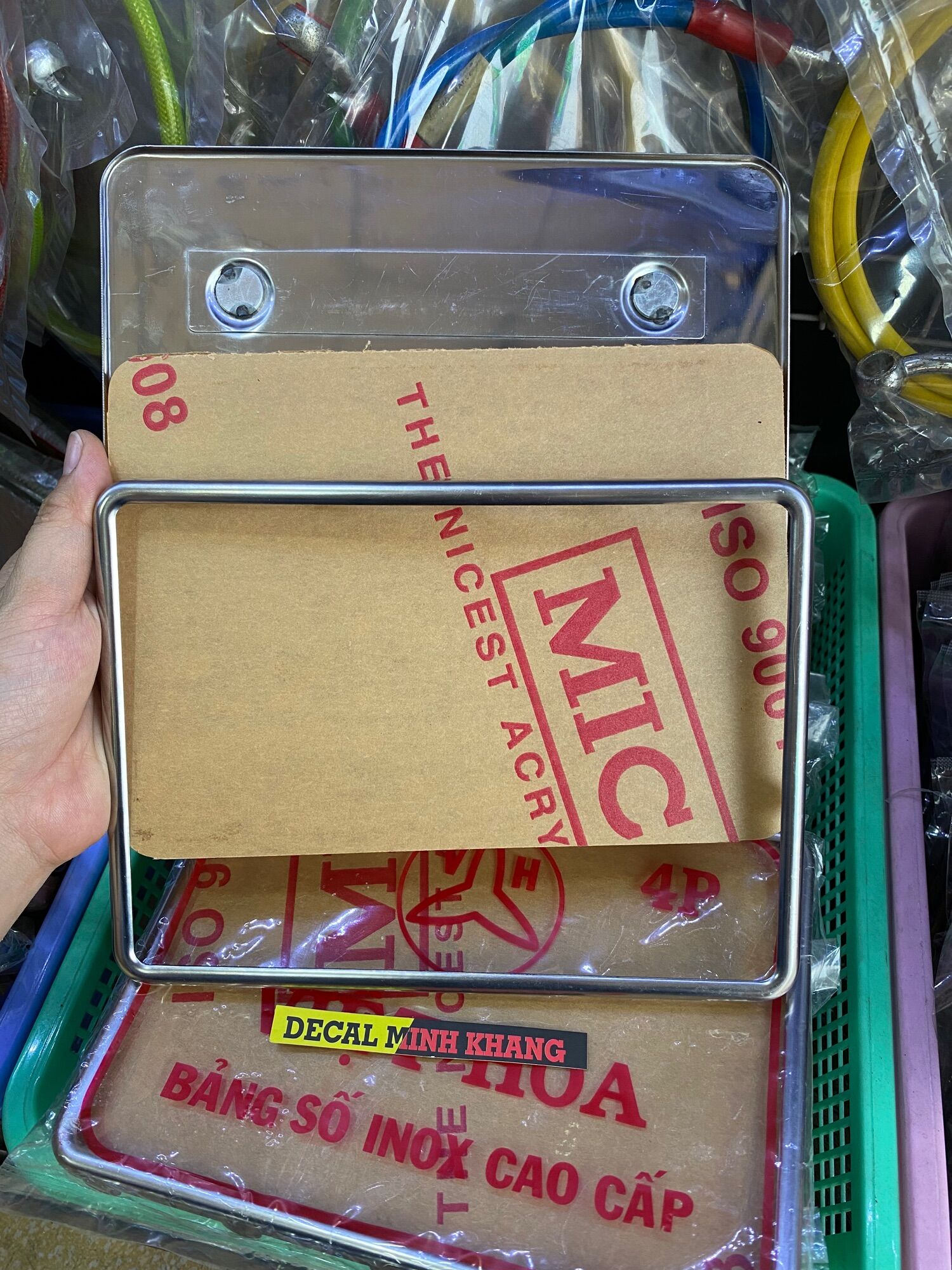 KHUNG BIỂN SỐ VIỀN INOX CAO CẤP ( bộ 3 món)