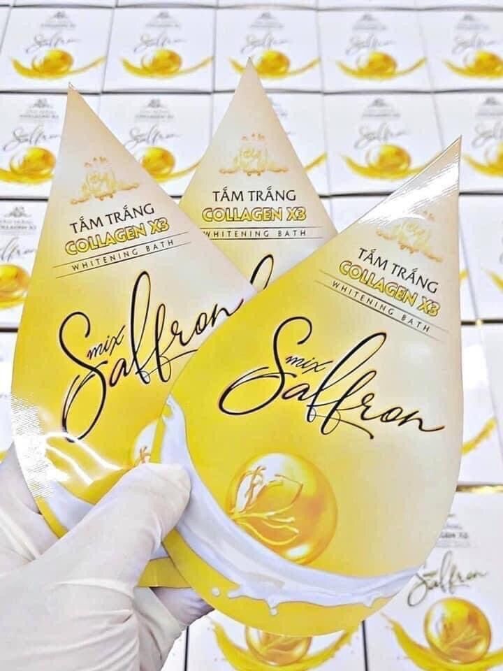 [HCM]TẮM TRẮNG COLLAGEN X3 MIX SAFFRON (hộp 3 gói)
