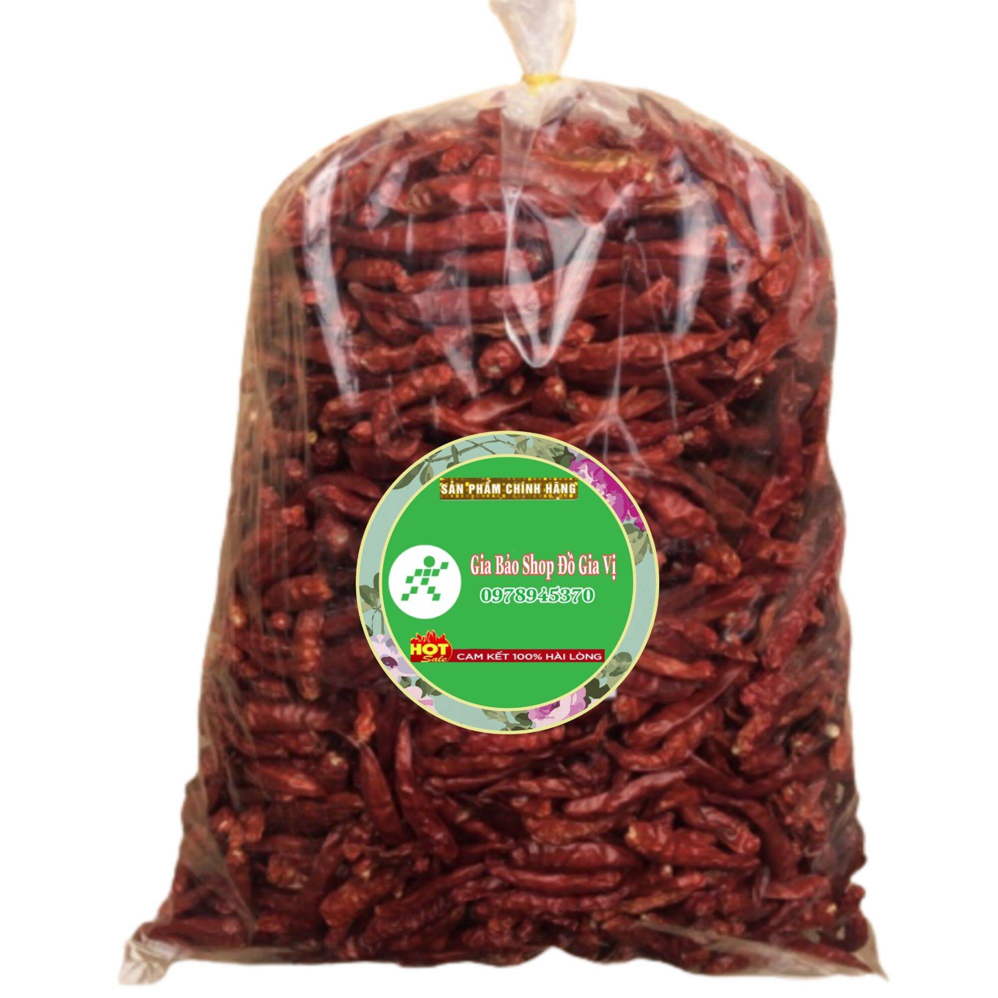 1kg ớt quả khô nguyên trái không cuống.