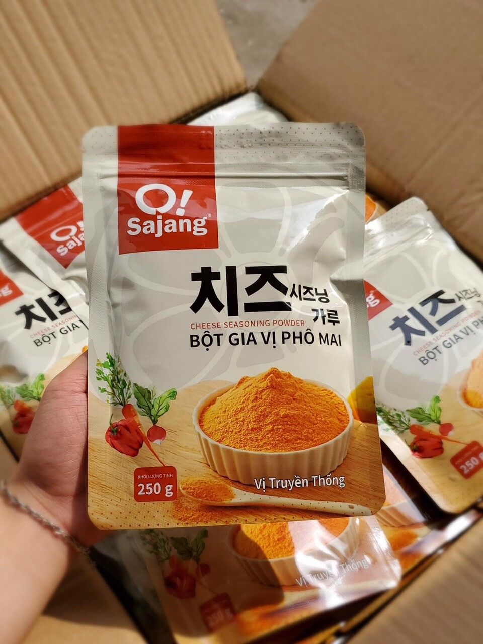 Bột lắc phô mai hàn quốc/bột phô mai lắc o! sajang gói 250g màu vàng cam