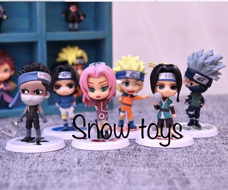 Mô hình Naruto - Set 6 nhân vật Uzumaki Naruto Uchiha Sasuke Haruno Sakura Hatake Kakashi Momochi Zabuza Haku - Cao 7cm