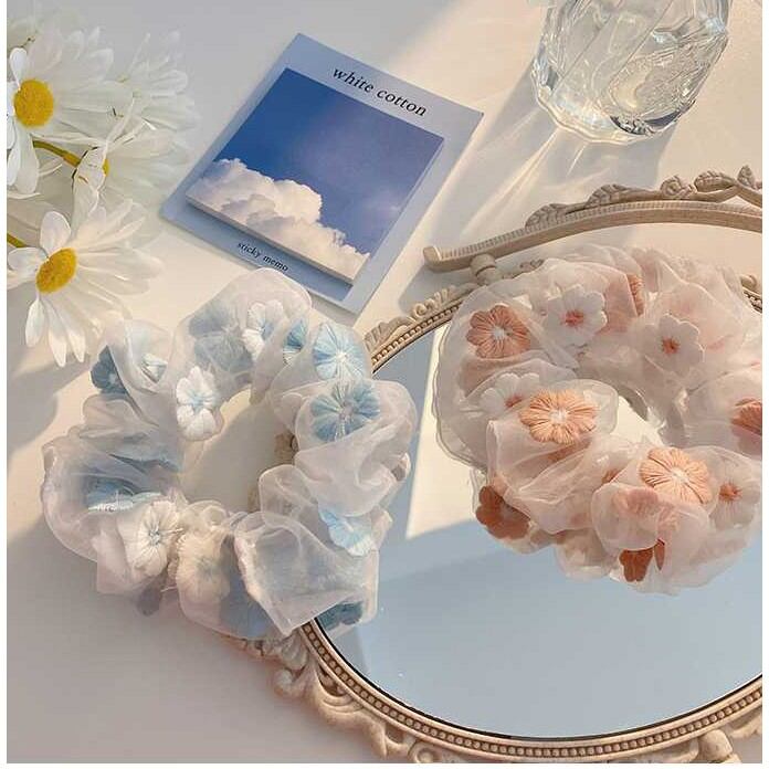 Dây chun buộc tóc hoa cúc daisy scrunchies trong Hàn Quốc - Phụ kiện cột tóc