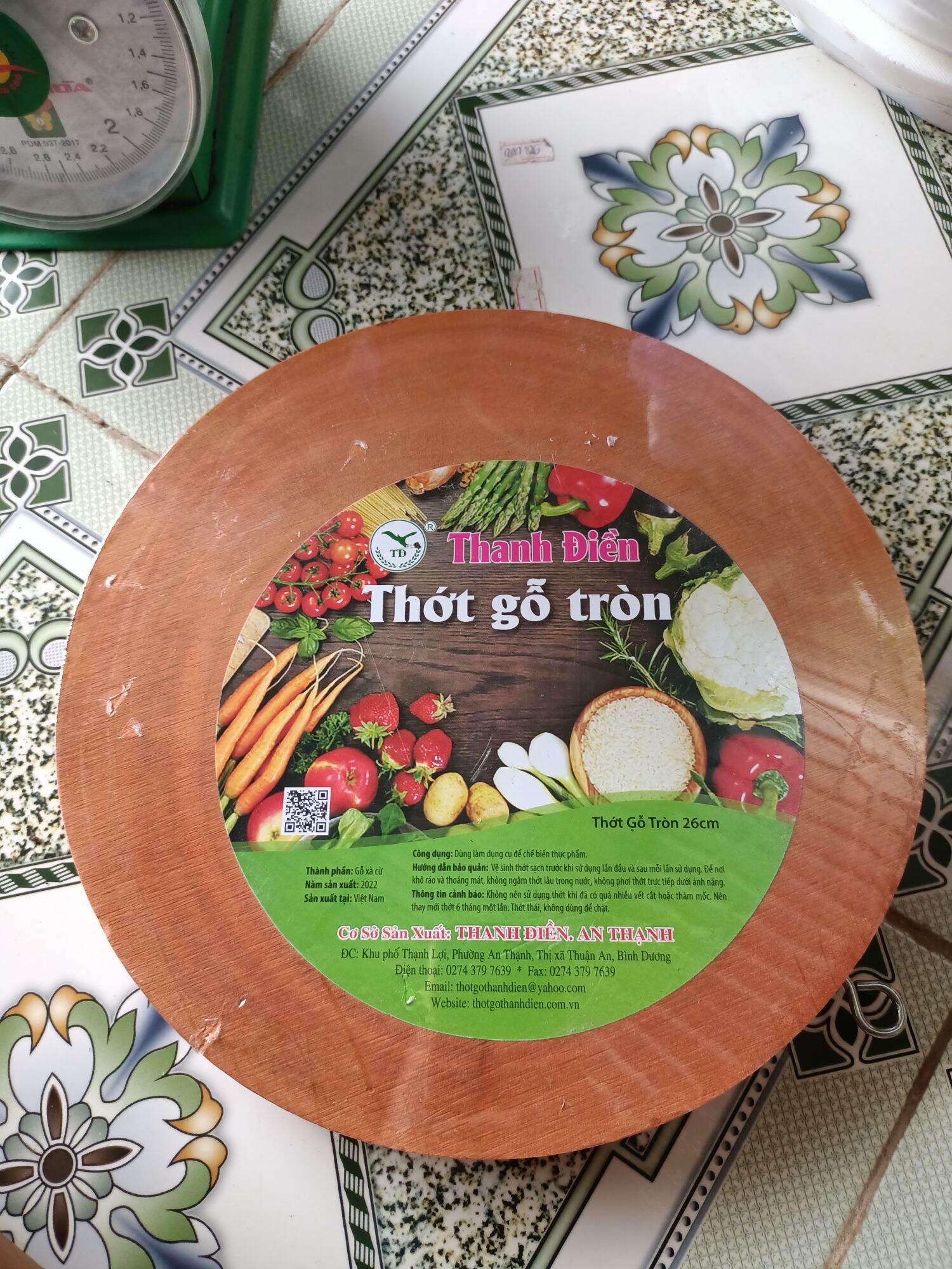 Thớt gỗ thanh điền đường kính 26cm
