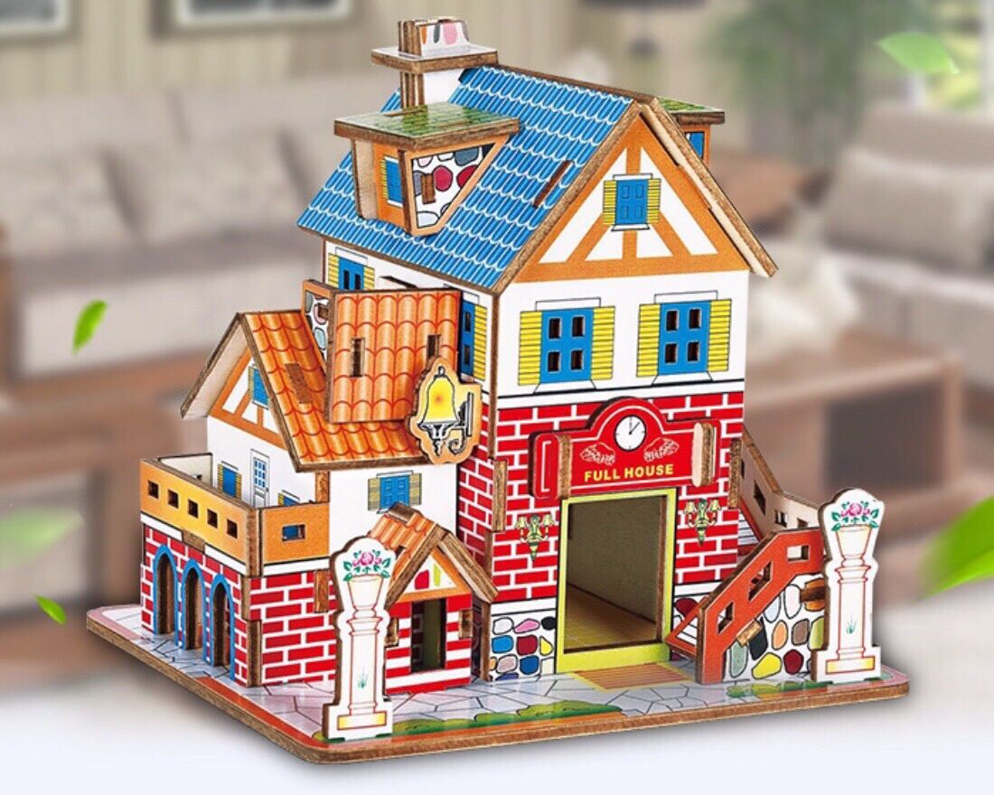 Mô hình Full house Ngôi nhà hạnh phúc  - đồ chơi lắp ráp 3D gỗ