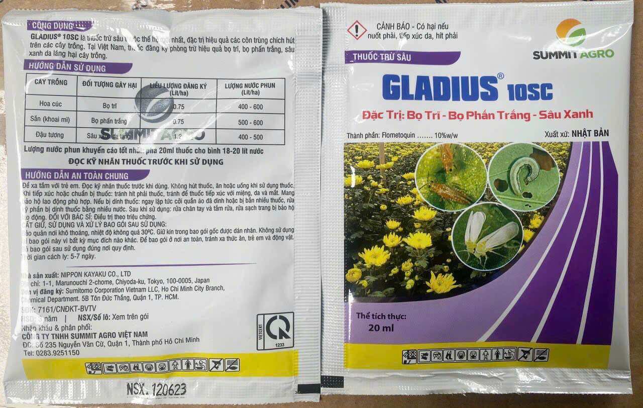 Gladius 10SC - Trừ sạch bọ trĩ, bọ phấn , sâu kháng