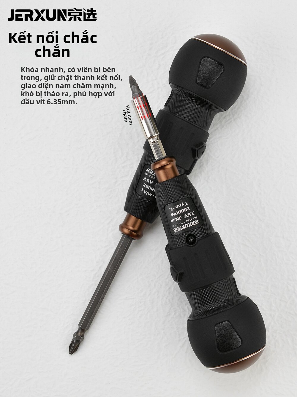 JERXUN | Vít Điện Mini Sử Dụng Pin Lithium Gia Đình