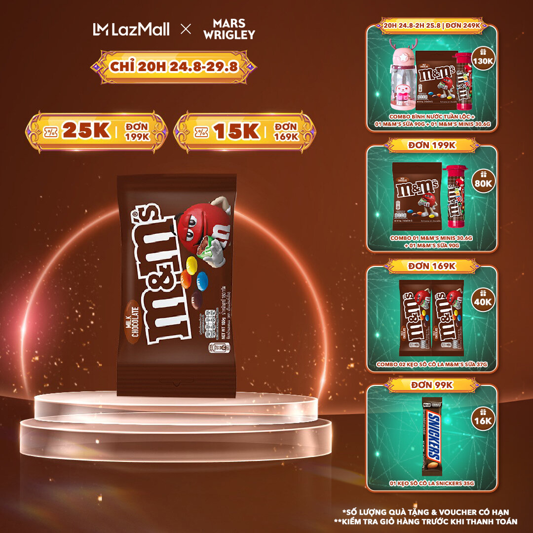 Kẹo sô cô la sữa m&m's gói 180g