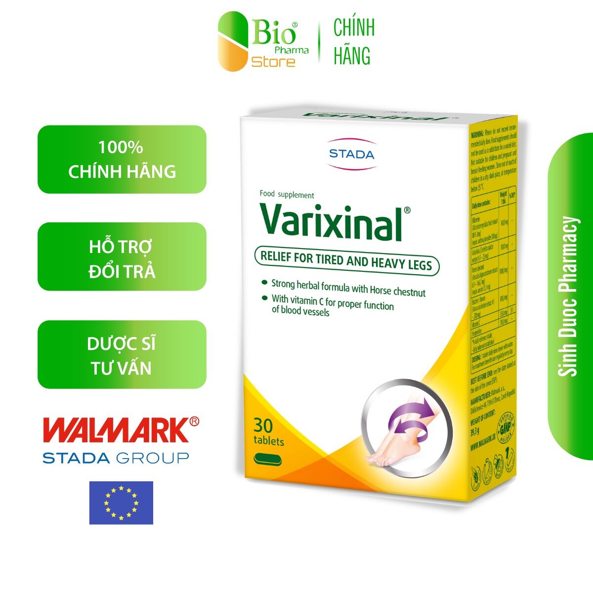 Viên Uống Giảm Suy Giãn Tĩnh Mạch Chân - Varixinal (Hộp 30 Viên) - STADA Đức