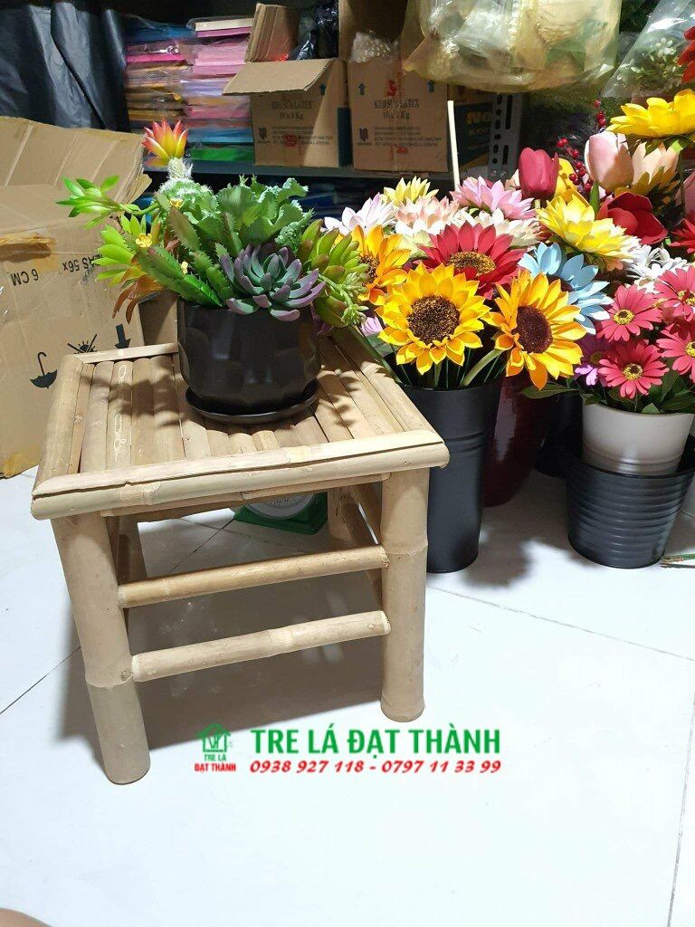 Ghế đôn tre - ghế tre tự nhiên, đôn tre để bình hoa, chậu hoa, bàn ghế tre quán ăn
